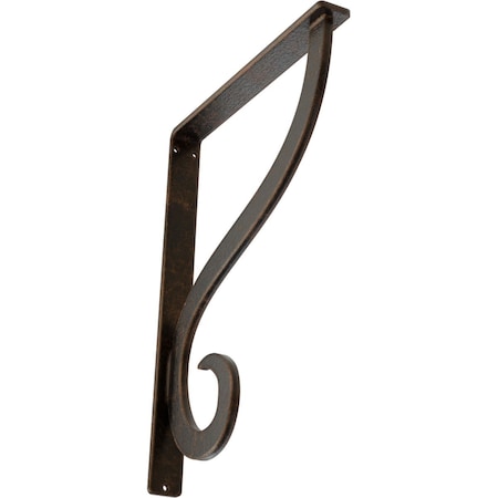 Ekena Millwork Ashford Single, Wrought Iron Bracket, (Single center brace), Antiqued Bronze 1 1/2"W x 10"D x 12"H BKTM01X10X12SASABZ